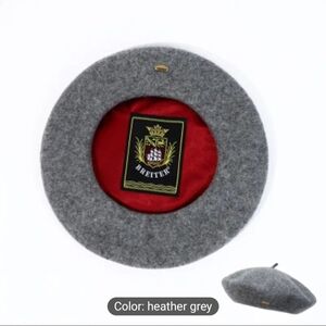 Grey Wool Beret with Satin Lining